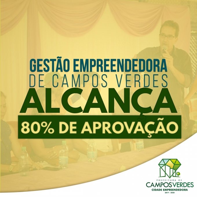 GestÃ£o Empreendedora de Campos Verdes alcanÃ§a 80% de aprovaÃ§Ã£o