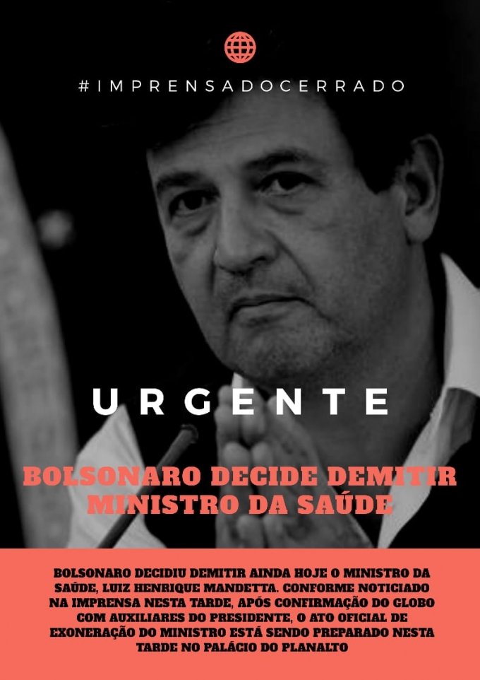 Bolsonaro decide demitir ministro da SaÃºde Mandetta