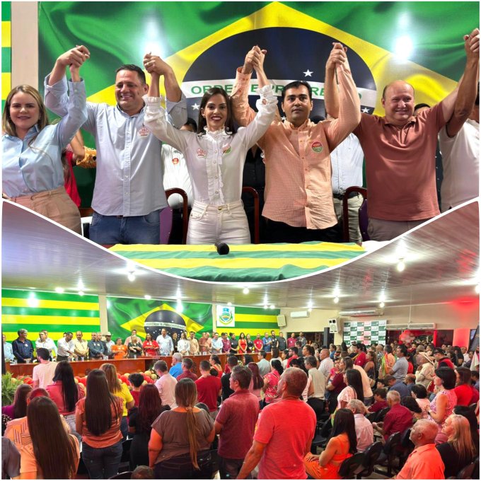 Multidão comparece à convenção que oficializa Karla Moreira e Paulo Henrique como candidatos em Santa Terezinha